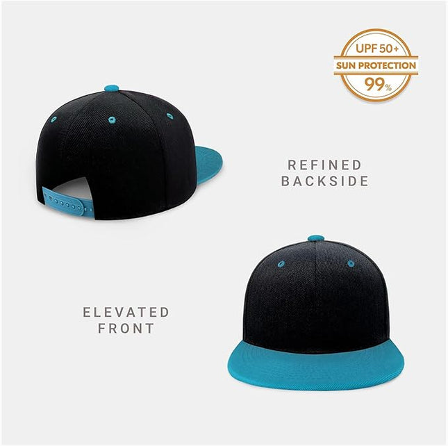 CHOK.LIDS Flat Bill Visor Classic Snapback Hat Blank Adjustable Brim High Top End Trendy Color Style Plain Tone Baseball Cap