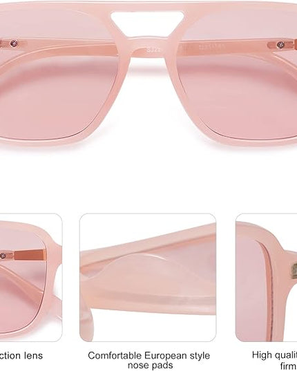 SOJOS Retro Aviator Sunglasses for Women Men,Trendy Rectangle Womens Mens Shades Sun Glasses SJ2202
