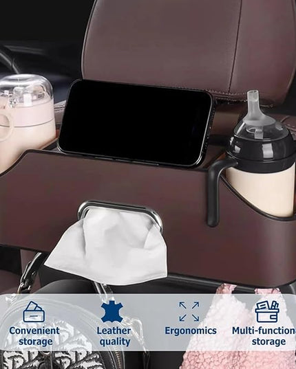 4-in-1 Car Organizers and Storage Box Multifunctional, Behind the Seat Organizer for Car, Cars Backseat Organizers with Tissue Holder and Cup Holder, Consolas Centrales De Auto (Red)