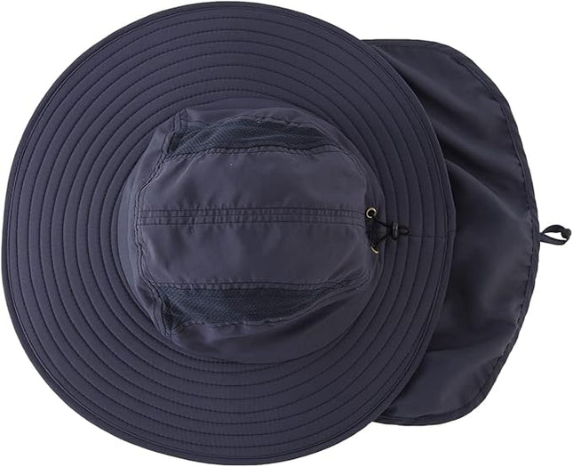 Home Prefer UPF 50+ Mens Wide Brim Fishing Hat with Neck Flap Sun Hat for Men Women Sun Protection Cap