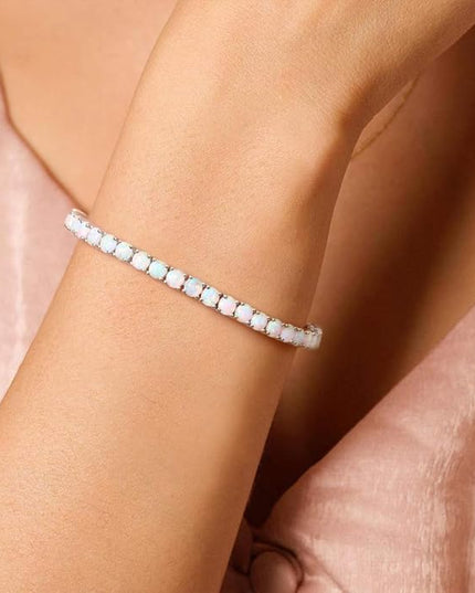 FANCIME Birthstone Bracelet Sterling Silver Gemstone Tennis Bracelets Fine Jewelry Wedding Bridal Prom Birthday Gift for Women Her, Length 7.2 Inch Width 4mm