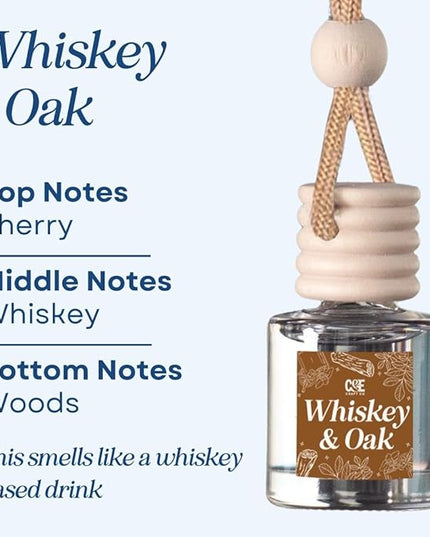 CANDECraftCo Car Air Hanging Fragrance Oil, Car Auto Freshener for Essential Oils, Scents Fragrance Aromatherapy Automobile Diffuser, Long Lasting (Whiskey & Oak)