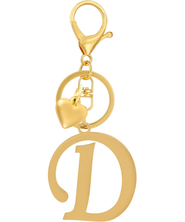A-Z Heart Initial Letter Keychain, Stainless Steel Alphabet Charm for Handbags, Gift for Women and Girls
