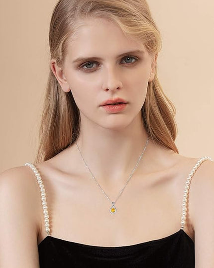 FANCIME Birthstone Necklaces for Women Fine Jewelry Sterling Silver Dainty Infinity Pendant Anniversary Birthday Christmas Gifts for Her Wife Mom Lady Daughter, Chain 16"+2" Extend