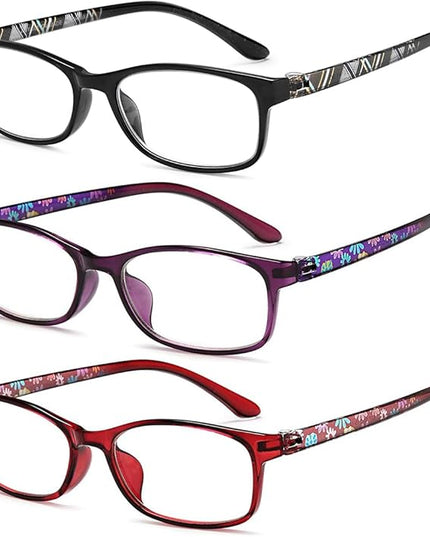 EYEURL Reading Glasses for Women-Blue Light Blocking For Women-3 Pack Computer Readers 1.0 Spring Hinge Anti UV Ray/Eye Strain/Glare Eyeglasses