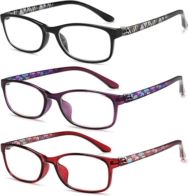 EYEURL Reading Glasses for Women-Blue Light Blocking For Women-3 Pack Computer Readers 1.0 Spring Hinge Anti UV Ray/Eye Strain/Glare Eyeglasses