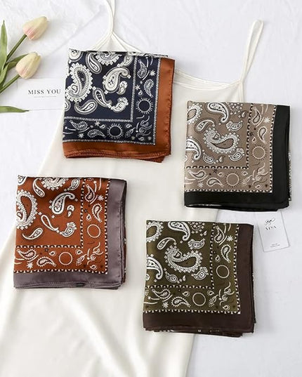 MINIDORA Satin Scarves for Women 27.5 × 27.5 inches Medium Square Elegant Silk Feeling Head Scarf