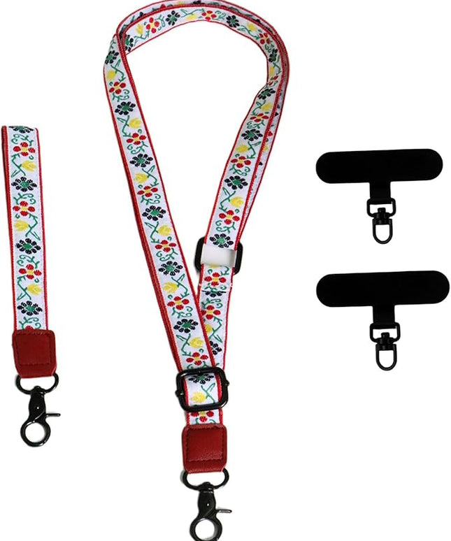 Adjustable Lanyard for Phone, Camera, Name Tags, ID card, Keychain and Wristlet Straps with 2 phone pads(Black)