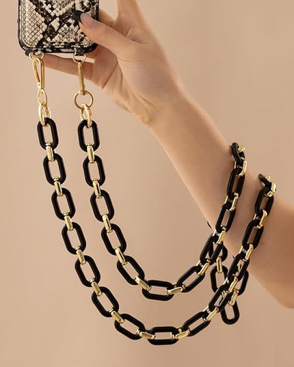 Phone Crossbody Chain Cell Phone Lanyard,Acrylic Shouder Strap Universal Cellphone Chain Strap with Tether Patches Compatible with Most Phones Bag Purse (T)
