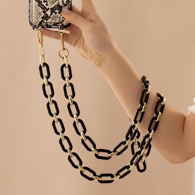 Phone Crossbody Chain Cell Phone Lanyard,Acrylic Shouder Strap Universal Cellphone Chain Strap with Tether Patches Compatible with Most Phones Bag Purse (T)