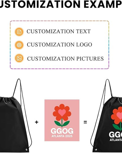 Custom Drawstring Backpacks With Your Logo, 10 Pack Personalized Text Drawstring Bags String Bag Bulk, Great for Travelling Gym and for Everyday Use (Rose Red)