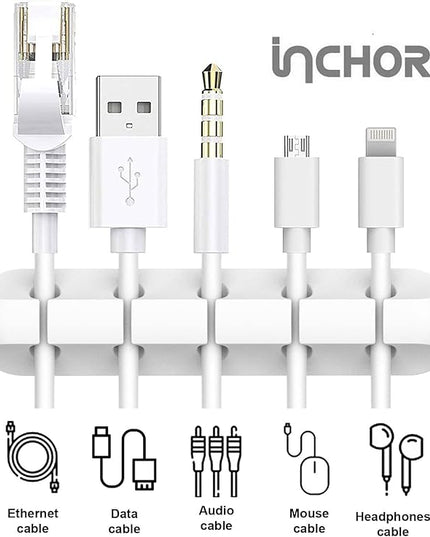 Cord/Cable Organizer White Cord Holder, Wire Organizer USB Cable Management Cord Keeper, 3 Packs Cable Clips for Car Home and Office (7, 5, 3 Slots)