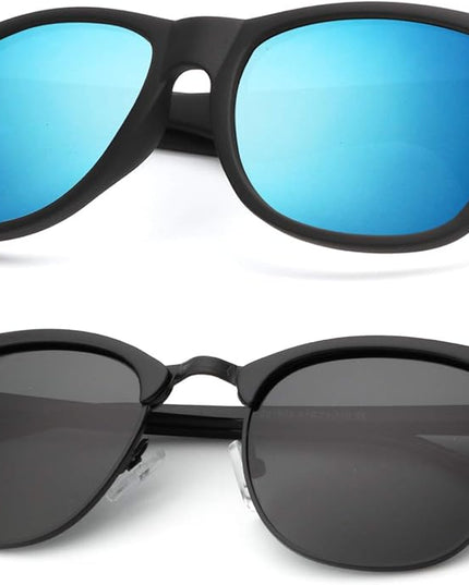 KALIYADI Polarized Sunglasses for Men and Women Semi-Rimless Frame Driving Sun glasses UV Blocking