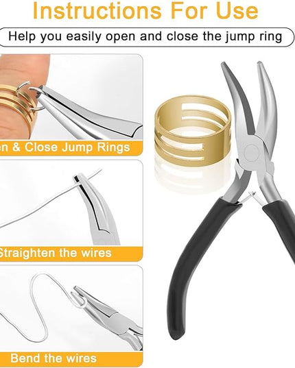 Anezus 1200PCS Jump Rings for Jewelry Making Kit, Jump Rings and Necklace Clasps with Jump Ring Pliers Tools for Jewelry Making Supplies and Necklace Repair (Silver)