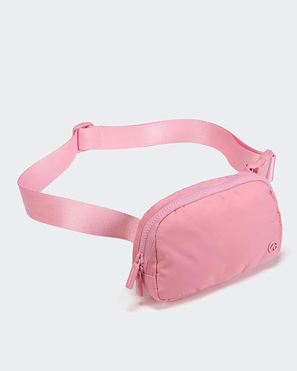 Pander Two Way Zipper Fanny Pack Nylon Everywhere Belt Bag for Women, Water Repellent Waist Packs, Crossbody Bags with Adjustable Strap (Light Pink).