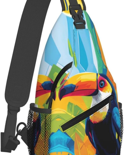 Animal Face Sling Bag Crossbody Bags Chest Bag Backpack for Travel Running and Hiking for Men Women Colorful Parrot 1