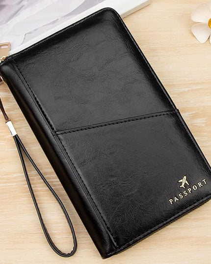 Passport Holder for Travel Women and Men RFID Passport Holder with Card Slots Holder Passport Case Passport cover Passport Wallet Travel Essentials and Accessories (Zipper, ZN-Black Zipper)