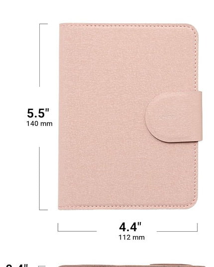 LHiDS Leatherette Passport Holder with RFID Protection, Premium PU Leather, Snap Button Closure, Travel Passport Wallet Cover for Passport, Boarding Passes, Business Cards, Cash (Rose Pink)