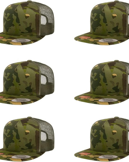 Yupoong 5-Panel YP Classic Trucker Cap | High Profile Flat Visor Snapback | OSFM | Bulk Packs Available