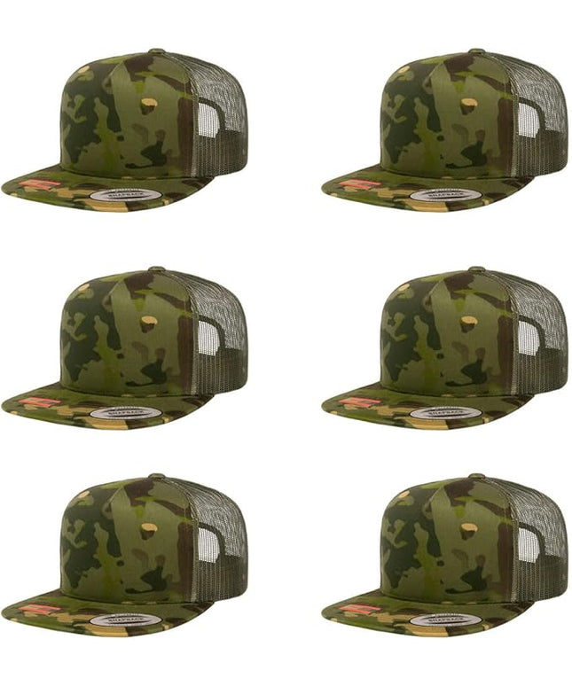 Yupoong 5-Panel YP Classic Trucker Cap | High Profile Flat Visor Snapback | OSFM | Bulk Packs Available