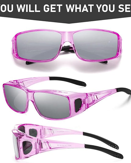 Wzerry Sunglasses Fit Over Glasses Polarized for Men Women, Wrap-Around Glasses UV400 Protection for Driving and Outdoor