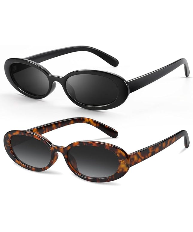 DANAMY Sunglasses Womens Retro Oval Sunglasses for Women Men Fashion Small Oval Sun Glasses 90s Vintage Driving Shades