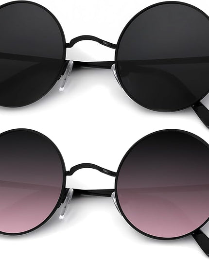 KALIYADI Round Polarized Sunglasses for Men Women Retro Metal Hippie Circle Style Sun Glasses UV Protection