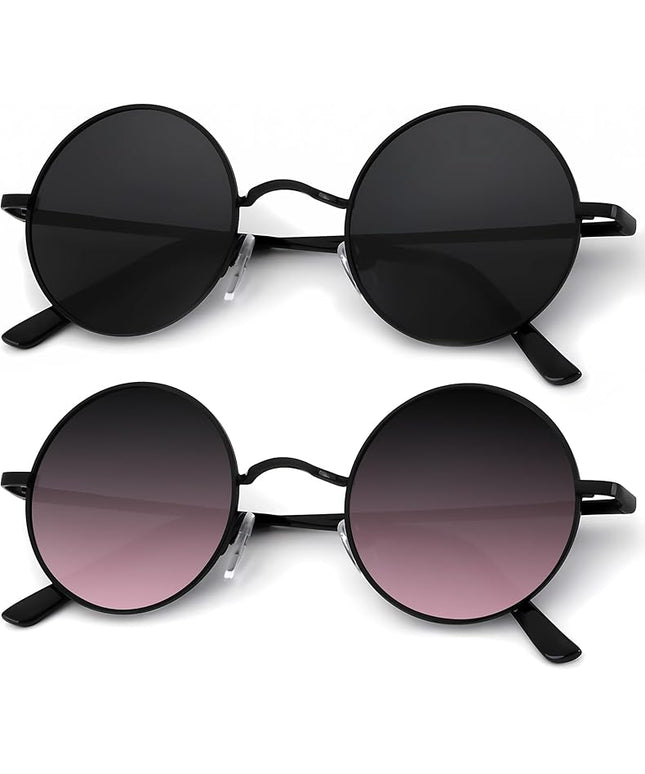 KALIYADI Round Polarized Sunglasses for Men Women Retro Metal Hippie Circle Style Sun Glasses UV Protection
