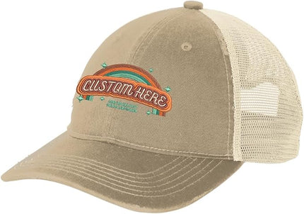 INK STITCH C600 Custom Embroidery Texts Logo Distressed Trucker Caps