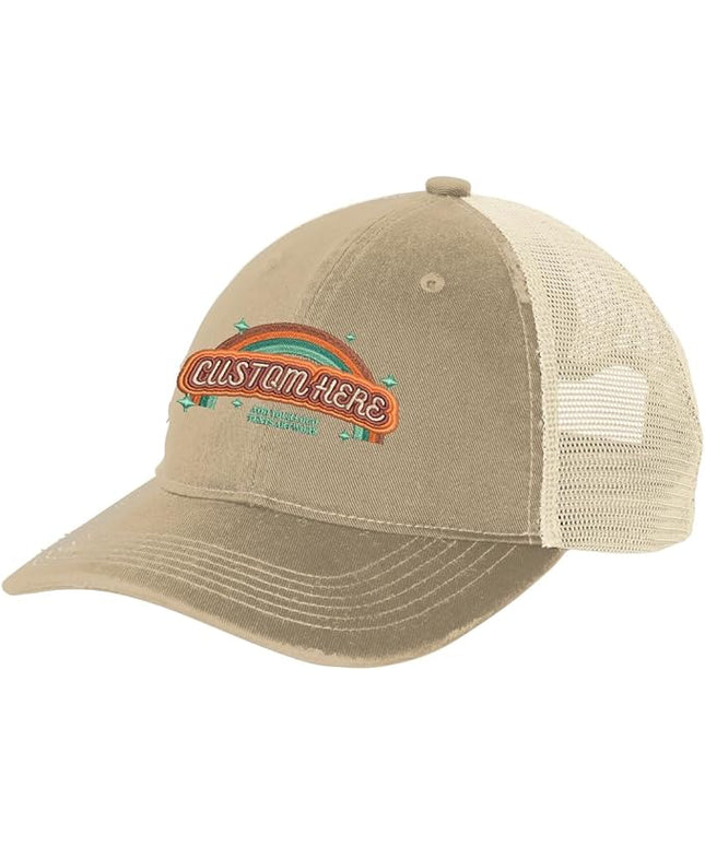 INK STITCH C600 Custom Embroidery Texts Logo Distressed Trucker Caps