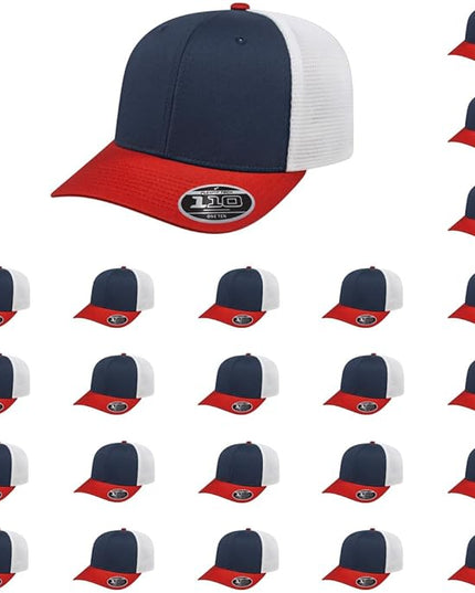 Cap America i8502 Flexfit 110 Premium Mid Profile 6-Panel Mesh Back Trucker Cap Hat w/UV Guard & Adjustable Snapback