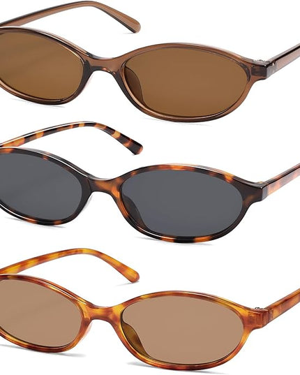 Retro Oval Cat Eye Sunglasses for Women Y2k Trendy Narrow Sunnies Designer Sun Glasses AR82253