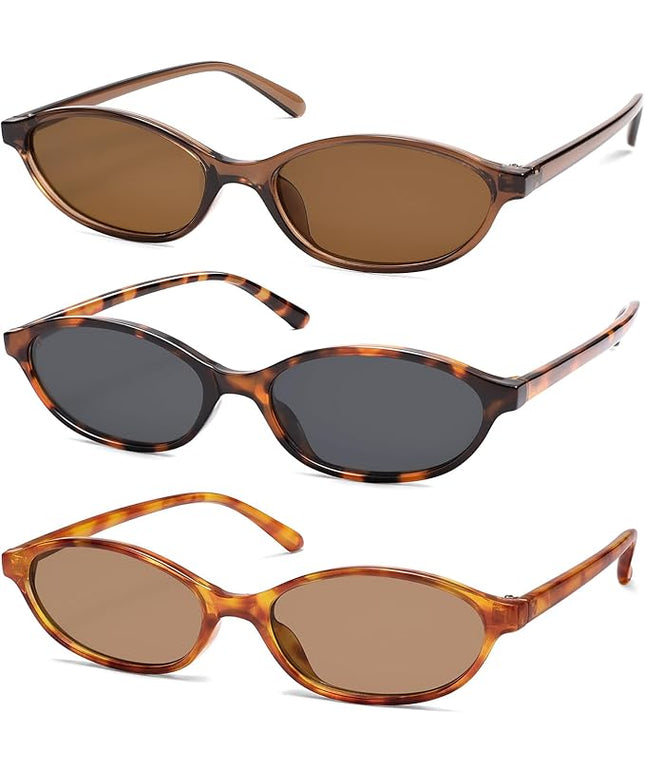 Retro Oval Cat Eye Sunglasses for Women Y2k Trendy Narrow Sunnies Designer Sun Glasses AR82253