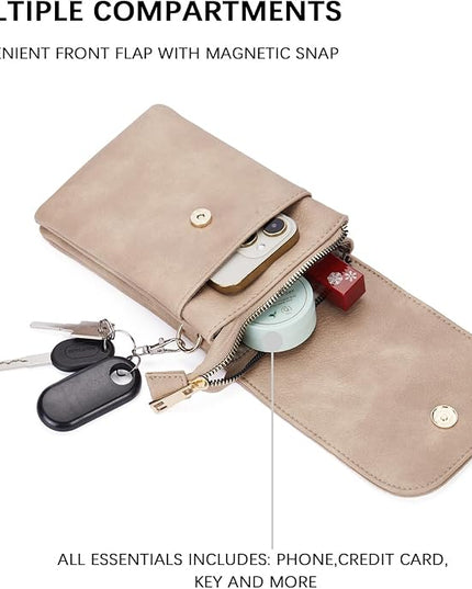 BOSTANTEN Vegan Leather Small Crossbody Bags for Women Designer Cell Phone Bag Wallet Purses Adjustable Strap