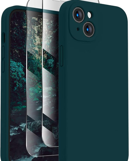 FireNova Designed for iPhone 13 Case, Silicone Upgraded [Camera Protection] Phone Case with [2 Screen Protectors], Soft Anti-Scratch Microfiber Lining Inside, 6.1 inch, Teal