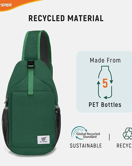 SKYSPER Sling Bag RFID Cross Body Bag Recycled Crossbody Backpack Travel Daypack