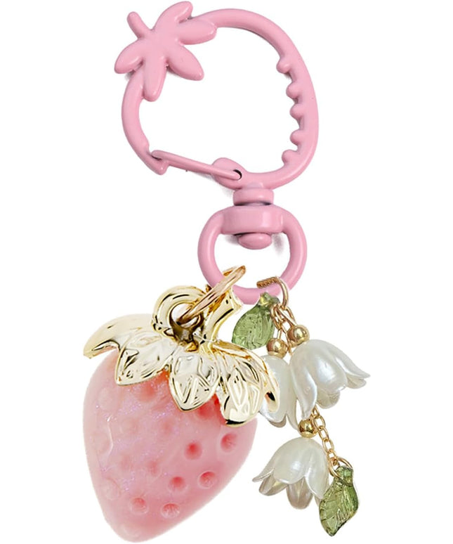 Agromusk Cute Strawberry Keychain,Bag Charms,Kawaii Heart Flower Daisy Key chains Accessories Decor for Girls Purse Gift