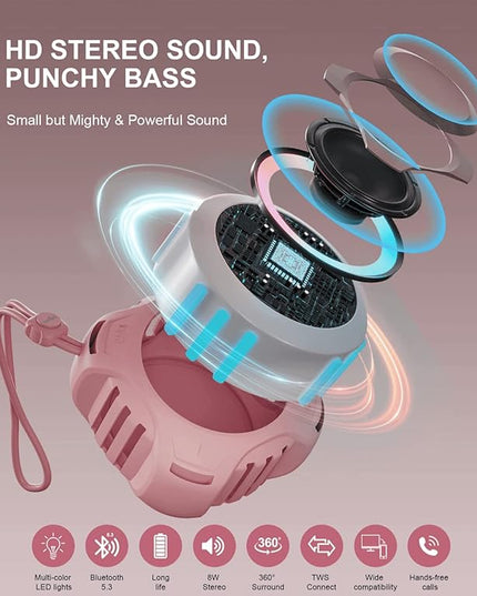 comiso Bluetooth Shower Speaker, Waterproof Bluetooth Speakers IPX7, Floating 2000mAh, Portable Wireless Speaker with LED Light, Loud HD Sound and Bass for Travel Beach Pool, Camping, Ideal Gifts.