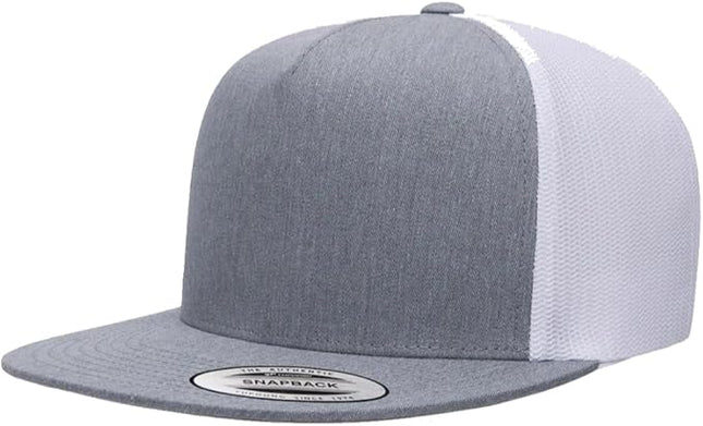 Yupoong 5-Panel YP Classic Trucker Cap | High Profile Flat Visor Snapback | OSFM | Bulk Packs Available