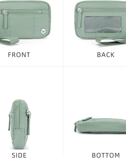 WESTBRONCO Wristlet Wallets for Women Nylon Quilted RFID Wallet with 3 Zipper Purse for Travel