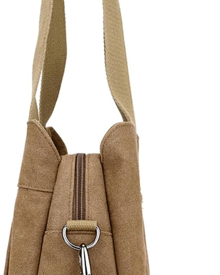 Sunshinejing Women's Canvas Purse Small Shoulder Tote Work Crossbody Bag Multi-pocket Handbag