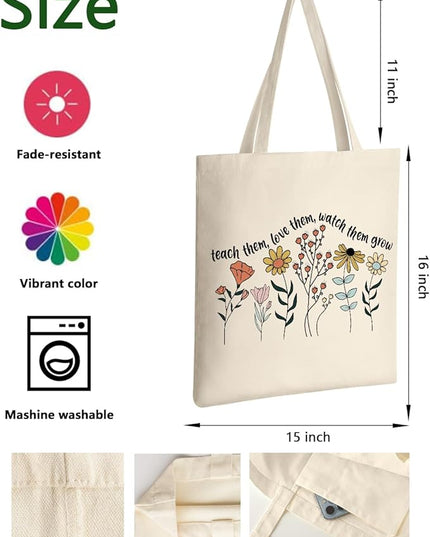 AUSVKAI Canvas Tote Bag Aesthetic for Women, Cute Cloth Cotton Bags for College Shopping Beach Grocery and Trendy Gifts