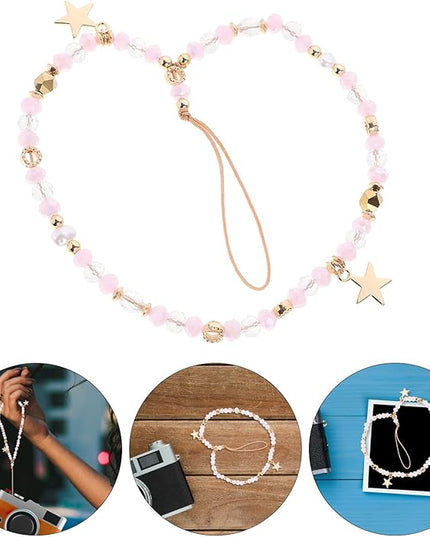 NOLITOY Beaded Phone Chain Charm with Star Pendant Non-slip Wrist Strap for Mobile Phones for Keys Cameras Purses Lightweight and Decorative Accessory for Women