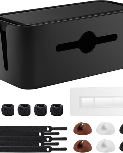 Cable Management Box,Cord Organizer Box for Desk Floor Cable Hide,Cable Box Organizer to Cover The Power Strip Cord Wires for Home Office,Black