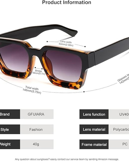 Trendy Square Sunglasses for Men Women Fashion Thick Rectangle Sun Glasses UV Protection Shades Designer Style