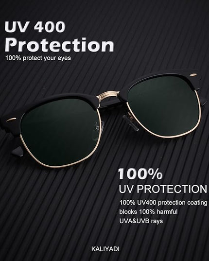 KALIYADI Polarized Sunglasses for Men and Women Semi-Rimless Frame Driving Sun glasses UV Blocking
