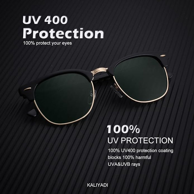 KALIYADI Polarized Sunglasses for Men and Women Semi-Rimless Frame Driving Sun glasses UV Blocking