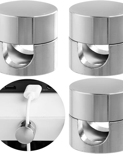 3 Sets Charger Holders for Cords, Silver Adjustable Cable Anchor Holders, Adhesive Metal Cord Clips, Cable Management Wire Organizers for Desk, Office, Nightstand