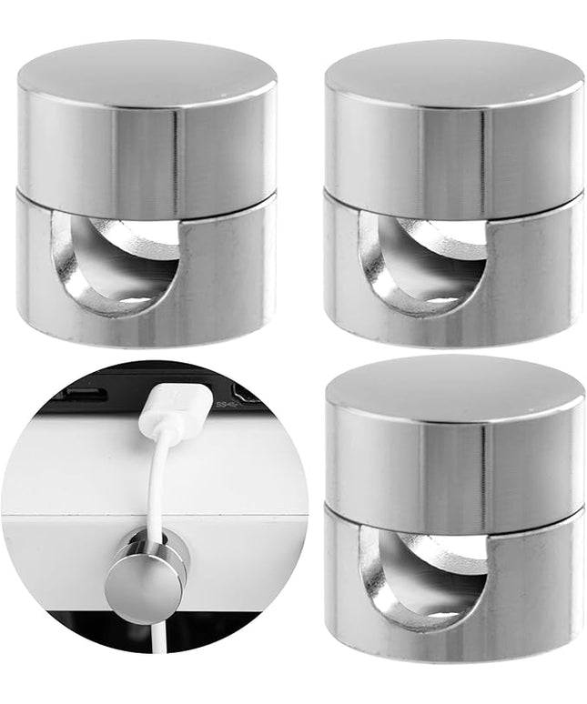 3 Sets Charger Holders for Cords, Silver Adjustable Cable Anchor Holders, Adhesive Metal Cord Clips, Cable Management Wire Organizers for Desk, Office, Nightstand