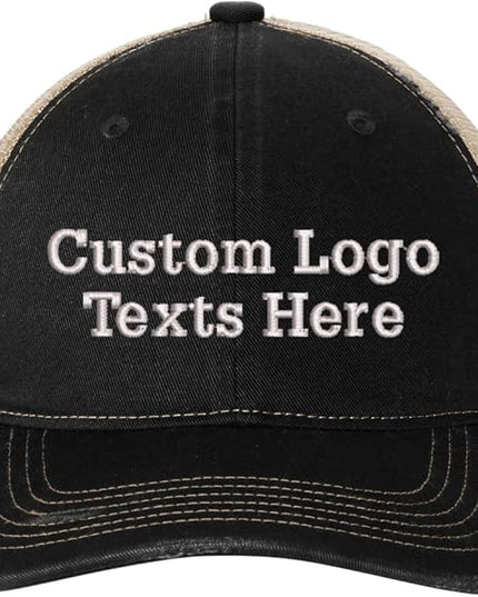 INK STITCH C600 Custom Embroidery Texts Logo Distressed Trucker Caps